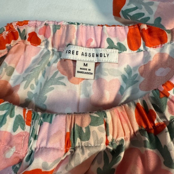 Free Assembly Size M floral puff sleeve mini dress cottagecore bow Organic Cotto - Picture 3 of 7